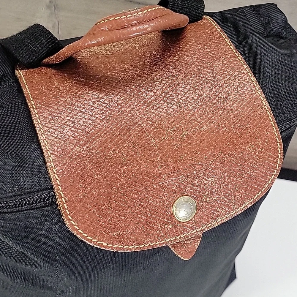 Black Nylon/Leather Backpack Bag